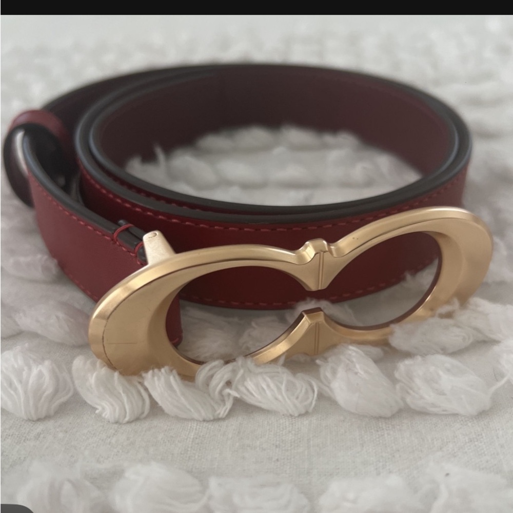 Coach Red Belt with Gold Buckle